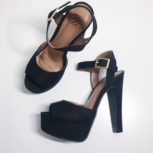 Black Peep Toe High Heel Platform